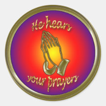 Praying Hands "He hears your prayers" Sticker