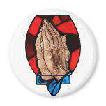 Praying Hands Stained Glass Art Refrigerator Magnet