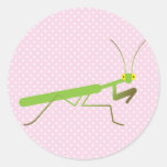 Praying mantis round sticker