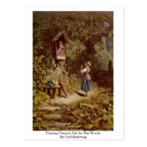 Praying Peasant Girl In The Woods By Carl Spitzweg postcards