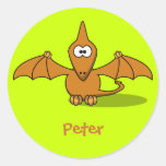 Pre-historic pterodactyl round stickers