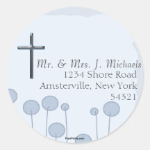 Precious Blue Religious Return Address Sticker