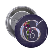 Precious Butterfly Initial G Pinback Buttons