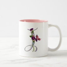 Precious Butterfly Initial J Mugs