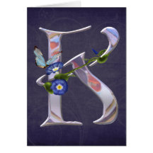 Precious Butterfly Initial K Greeting Cards
