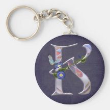 Precious Butterfly Initial K Keychains