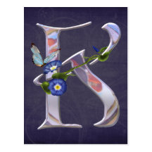 Precious Butterfly Initial K Post Card