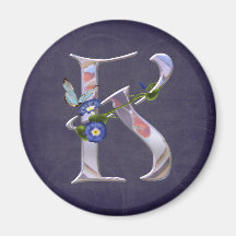 Precious Butterfly Initial K Refrigerator Magnet