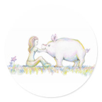 Precious Pig Round Sticker