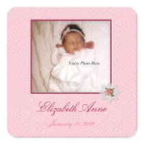 Precious Pink Girl Photo Birth Announcement