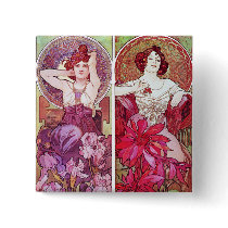 Precious Stones and Flowers, Alphonse Mucha Pins