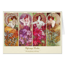 Precious Stones and Flowers, Alphonse Mucha Card
