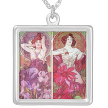 Precious Stones and Flowers, Alphonse Mucha Necklace