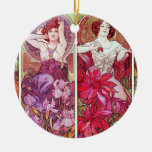 Precious Stones and Flowers, Alphonse Mucha Christmas Tree Ornaments