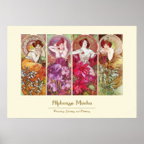 Precious Stones and Flowers, Alphonse Mucha Posters