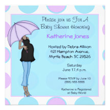 Pregnant African American Mum Shower Invitation