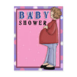 Pregnant Lady 2 Baby Shower Postcard Invitation