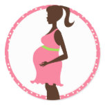Pregnant Lady holding Belly Envelope Seals Round Sticker