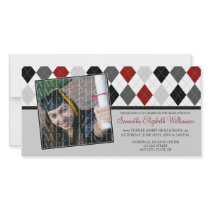 Preppy Argyle Custom Graduation Announcement :: 07 Photo Cards