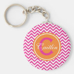 Preppy Chevron in Hot Pink Key Chains