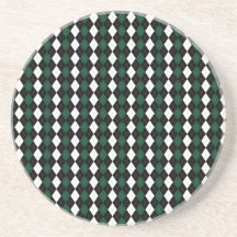 preppy green black argyle drink coasters