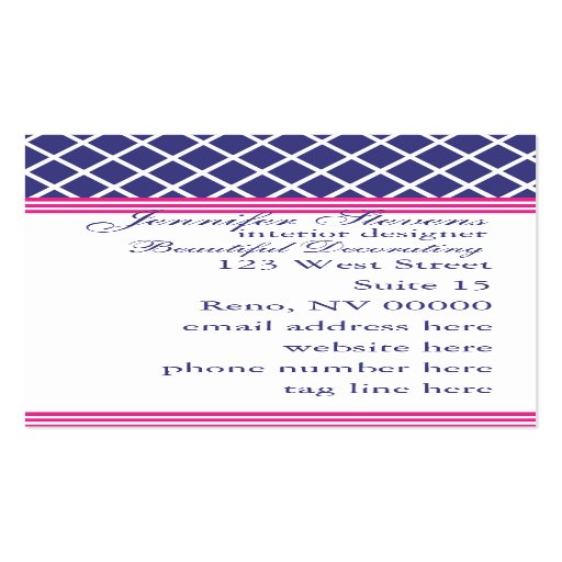 Preppy Navy Lattice Business Card Templates