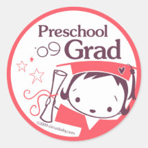 Preschool Graduate Girl Round Stickers