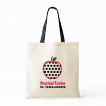 Preschool Teacher Bag - Polka Dot Apple