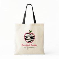 Preschool Teacher Bag - Zebra Print Apple