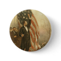 President Abraham Lincoln Under the American Flag Pinback Buttons