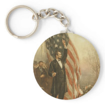 President Abraham Lincoln Under the American Flag Key Chains