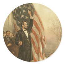 President Abraham Lincoln Under the American Flag Stickers