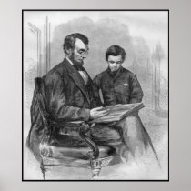 President Lincoln and His Son -- Border Poster