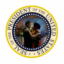 President Obama and Michelle Victory Dance Acrylic Cut Out