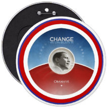 President Obama CHANGE Colossal 6" Pinback Button