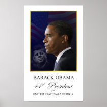President Obama with John F Kennedy Poster