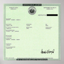 Presidents Birth Certificate Signed by Trump Posters
