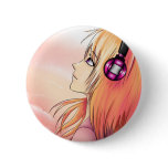 Pretty Anime girl at sunset buttons