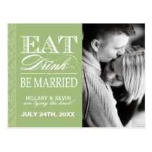 Pretty Apple Green Damask Save the Date Postcard