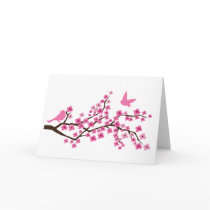 Pretty birds on cherry blossom branch card