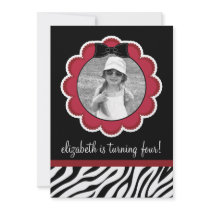 Pretty Black and Red Birthday Party Invitation