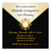 Pretty Black Gold Ivory Womens Party Invitations