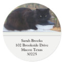 Pretty Black Kitty Address Labels stickers