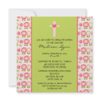 Pretty Bloom Baby Girl Baptism Inviation Personalised Invitations