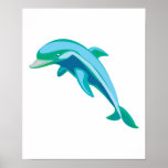 pretty blue and green dolphin posters