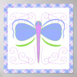 Pretty Blue And Green Dragonfly Poster posters