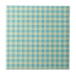 Pretty Blue and Pastel Yellow Plaid Tiles