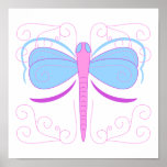 Pretty Blue And Purple Dragonfly Poster posters