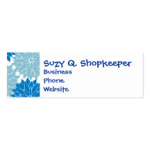 Pretty Blue Flower Blossoms Floral Pattern Business Card Templates