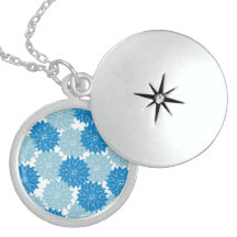 Pretty Blue Flower Blossoms Floral Pattern Necklace